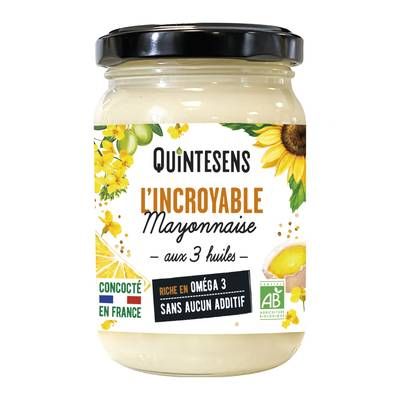 Quintesens L'incroyable Mayonnaise bio aux 3 huiles, 180g