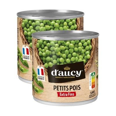 D'aucy Petits pois extra fins, Lot de 2x280g