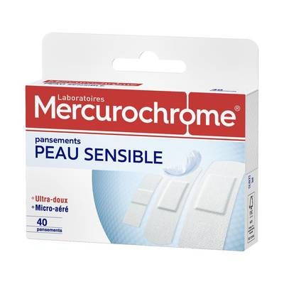 Mercurochrome Pansements spéciales peaux sensible, 40 pièces