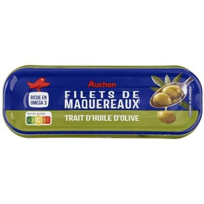 Auchan Filets de maquereaux avec un trait d'huile d'Olive, 85g