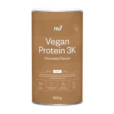 NU3 Protéine Végétale en poudre saveur Chocolat- Vegan Protein 3K, 500g