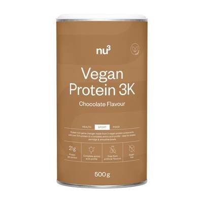 NU3 Protéine Végétale en poudre saveur Chocolat- Vegan Protein 3K, 500g