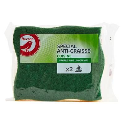 Auchan Eponges grattantes anti- graisse, 2 éponges