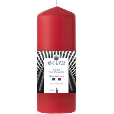 Ambiances Devineau Bougie cylindrique rouge, 90 h