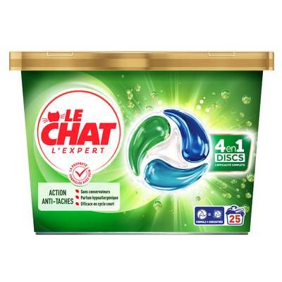 Le Chat Lessive Capsule 4en1 Anti-Taches, 25 capsules