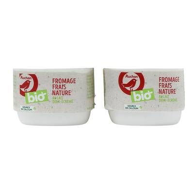 Auchan BIO Fromage frais nature bio, 4x100g
