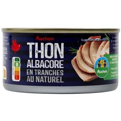 Auchan Thon albacore en tranches au naturel, 140g
