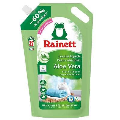 Rainett Lessive liquide Peaux sensibles Aloe Vera Eco-Recharge, 1,6L