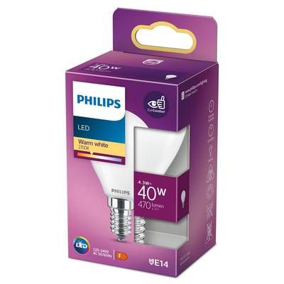 Philips Ampoule E14- 4,3W LED Classique Dépolie Blanc Chaud, E14  40W