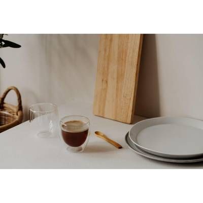 Nuts Tasses a café double paroi avec ses cuillères en bambou, lot de 3 tasses de 250ml