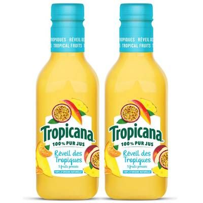 Tropicana Jus Multifruits, Réveil des Tropiques, Lot de 2x90cl