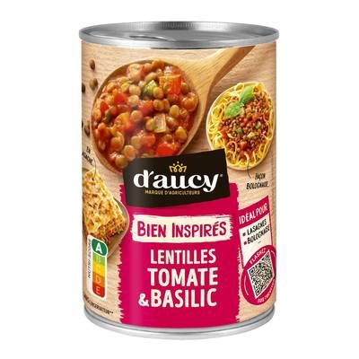 D'aucy Lentilles Tomate et Basilic, 400g