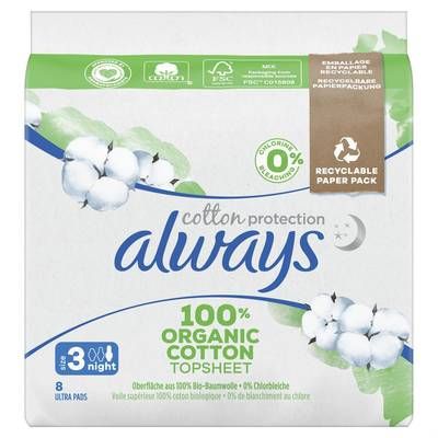 Always Serviettes Hygiéniques avec Ailettes, 8 serviettes