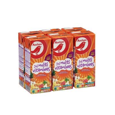 Auchan Jus multivitamines à base de concentré, 6x20cl