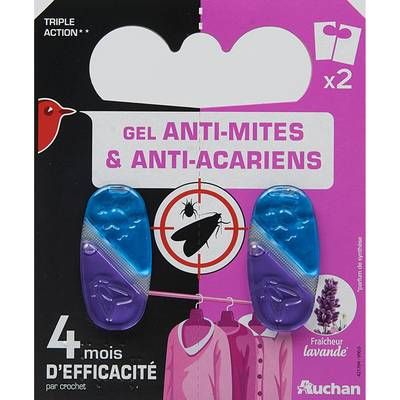 Auchan Gel anti-mites et anti-acariens fraîcheur lavande, 2 pièges