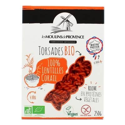Les Moulins De Provence Torsades de lentille corail Bio, 250G