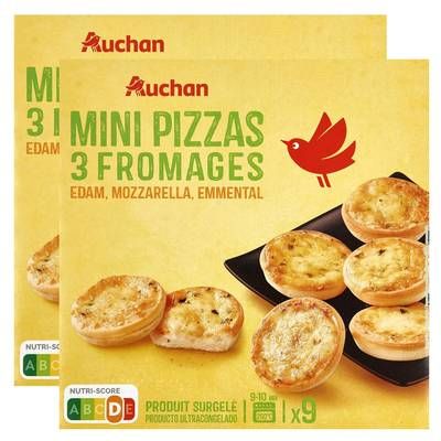 Auchan Mini pizza aux 3 fromages, Lot de 2x270g