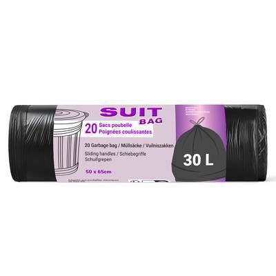 Suit Sac poubelle poignées, 20x30L