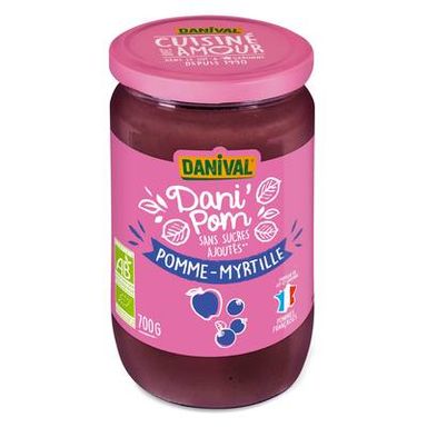 Danival Dani'Pom Pomme & Myrtille bio, sans sucres ajoutés, 700g