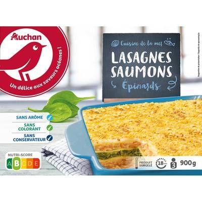 Auchan Lasagne saumon épinard, 900g
