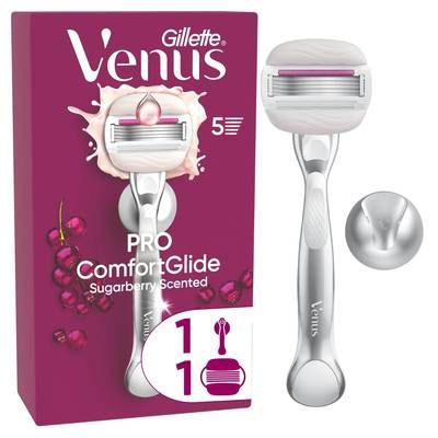 Gillette Venus Rasoir Pro Comfort Glide Sugarberry, 1 manche et 1 recharge de lames