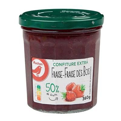Auchan Confiture extra de fraises et fraises des bois, 360g