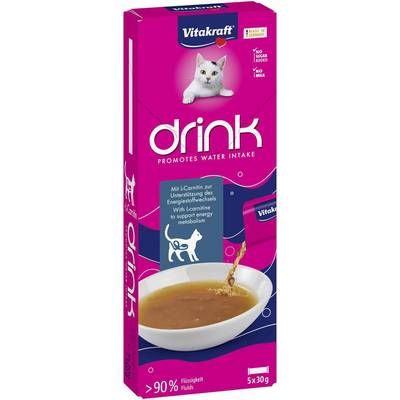 Vitakraft Liquid Snack Saumon + L-Carnitine- Friandise pour chat, 5x30g