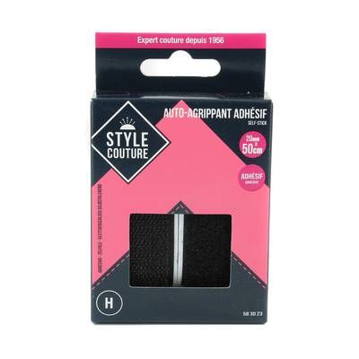 Style couture Ruban Velcro® adhésif noir 2 cm, 50 cm