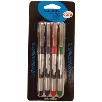Cora Stylos roller couleurs assorties, 4  stylos