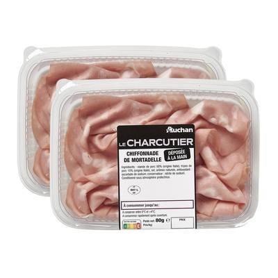 Auchan Le Charcutier Chiffonnade de Mortadelle, Lot de 2x80g