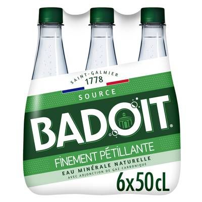Badoit Eau gazeuse minérale naturelle, finement pétillante, 6x50cl