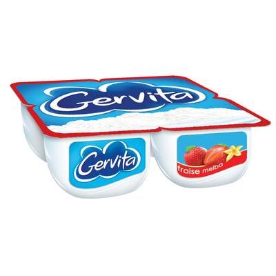 Gervita Fromage blanc mousse fraise melba, 4x100g