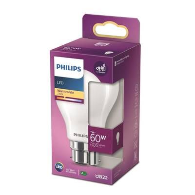 Philips Ampoule B22- 7W LED Classique Dépolie Blanc Chaud, B22  60W