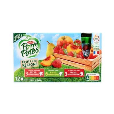 Pom Potes Compotes Multivariétés, 12 gourdes de 90g