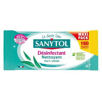 Sanytol Lingettes Multi-Usages Désinfectantes Eucalyptus, 160 lingettes