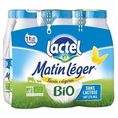 Matin Léger de Lactel Lait sans lactose Bio 1,2% mg, 6x1l