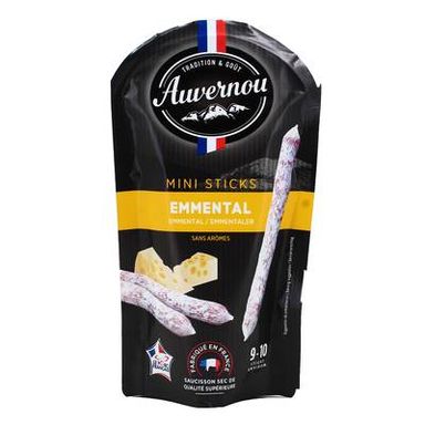 Auvernou Mini Bâtonnets de Saucisson à l'Emmental, 100g