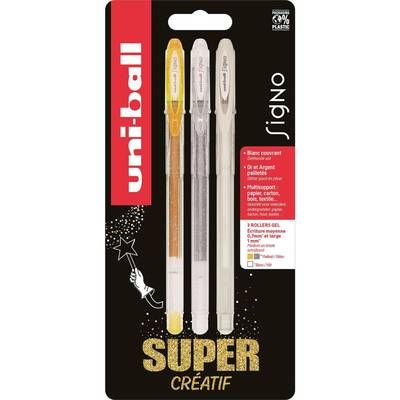 Uniball Stylo roller encre gel paillette, le lot de 3 stylos