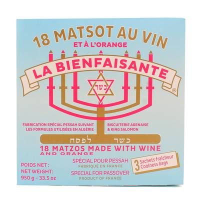 La Bienfaisante 18 Matsots au Vin et à l'Orange, 950g