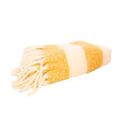 Point virgule Plaid en polyester 100% recyclé blanc/ocre, 170 x 130 cm