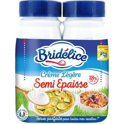 Bridélice Crème 18% Mg Légère Semi Epaisse UHT, 2x25cl