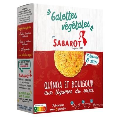 Sabarot Préparation pour Galette Végétale- Quinoa Boulgour aux légumes du soleil, 170g