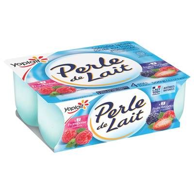 Perle de lait Yaourt framboise et fruits rouges, 4x125g