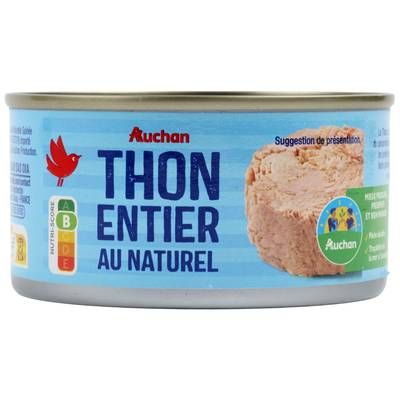 Auchan Thon listao entier au naturel, 140g