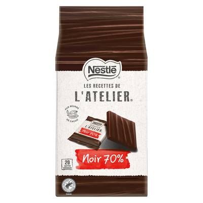 Nestlé Les Recettes de l'Atelier NESTLE carres noir intense 70% 176g, 176g