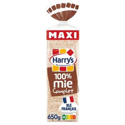 Harrys Pain de mie 100% Mie Complet Sans Croûte Maxi Format, 26 tranches - 650g