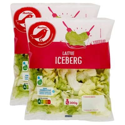 Auchan Laitue Iceberg, Lot de 2x300g