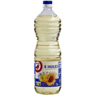 Auchan Mélange de 4 huiles végétales combinées, 1L