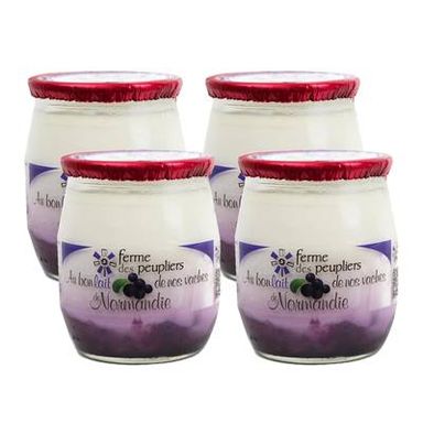 La Ferme Des Peupliers Yaourt Entier sur lit de Myrtilles, Lot de 4x125g