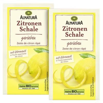 Alnatura Zeste de citron râpé Bio, Lot de 2x5g